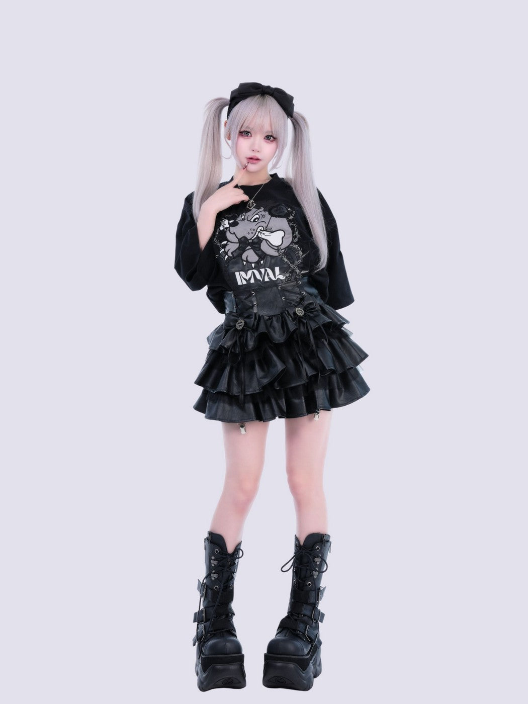 IMVAL×GALFY / Doll Dog Damaged TEE-BLK
