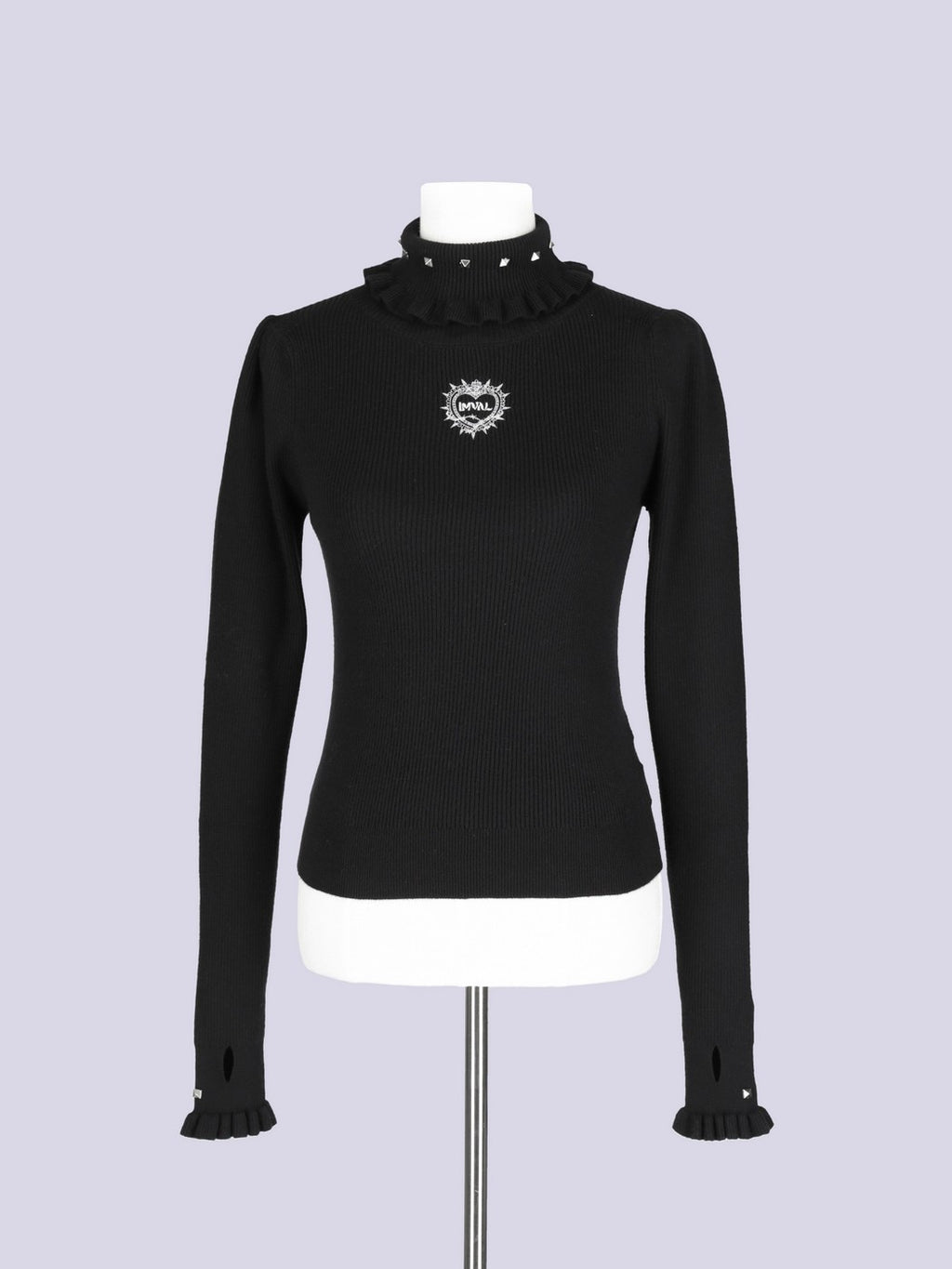 IMVAL / Ruffled High Neck Top [BLK]