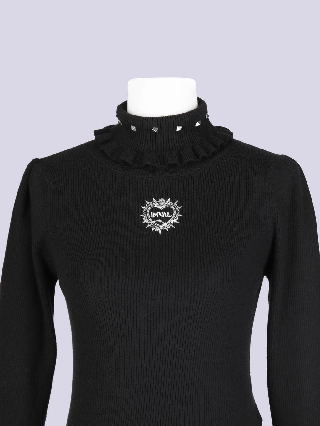 IMVAL / Ruffled High Neck Top [BLK]