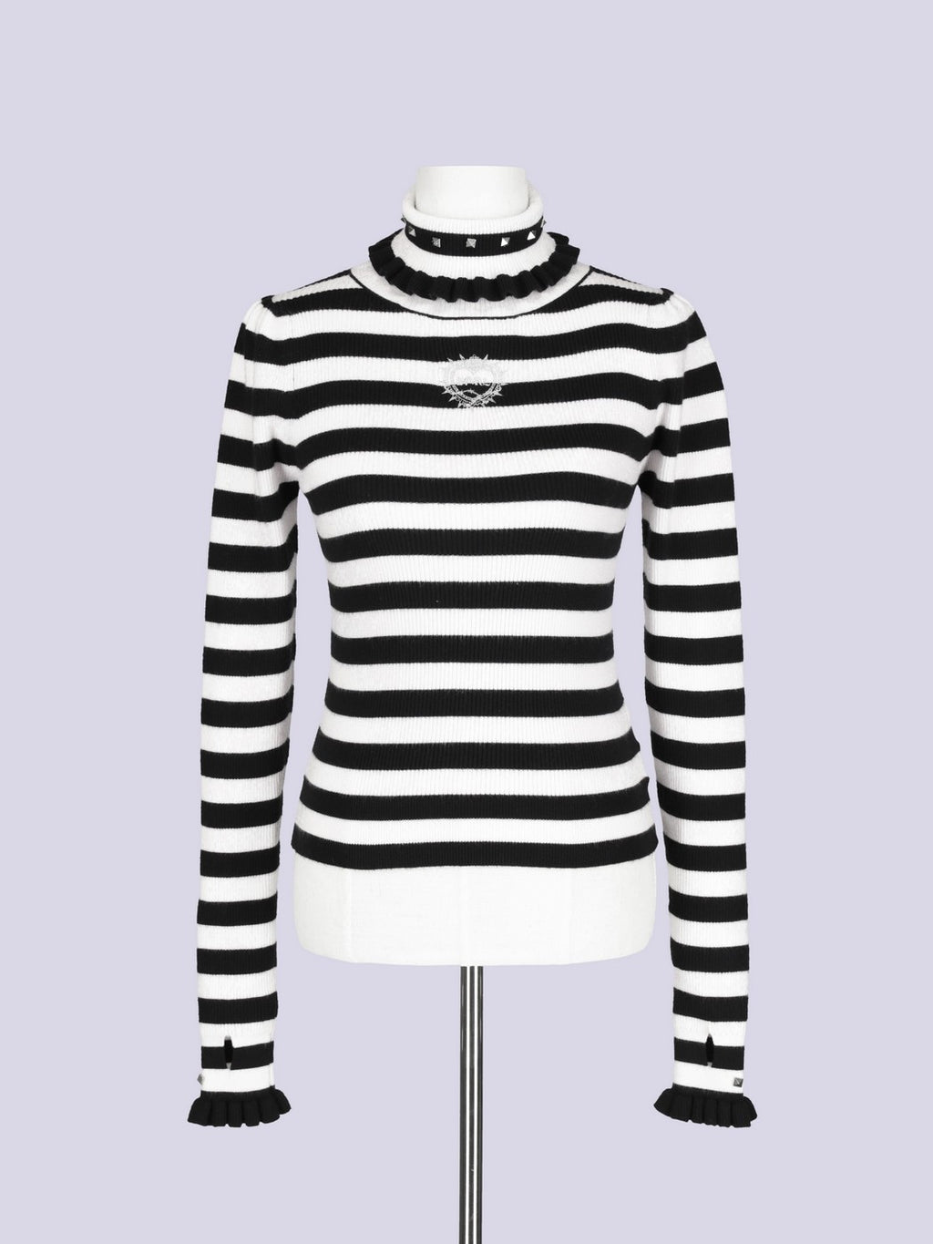 IMVAL / Ruffled High Neck Top［BKWH］