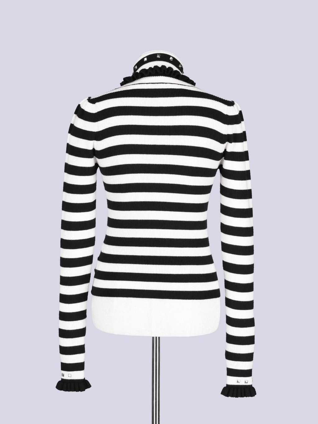 IMVAL / Ruffled High Neck Top［BKWH］