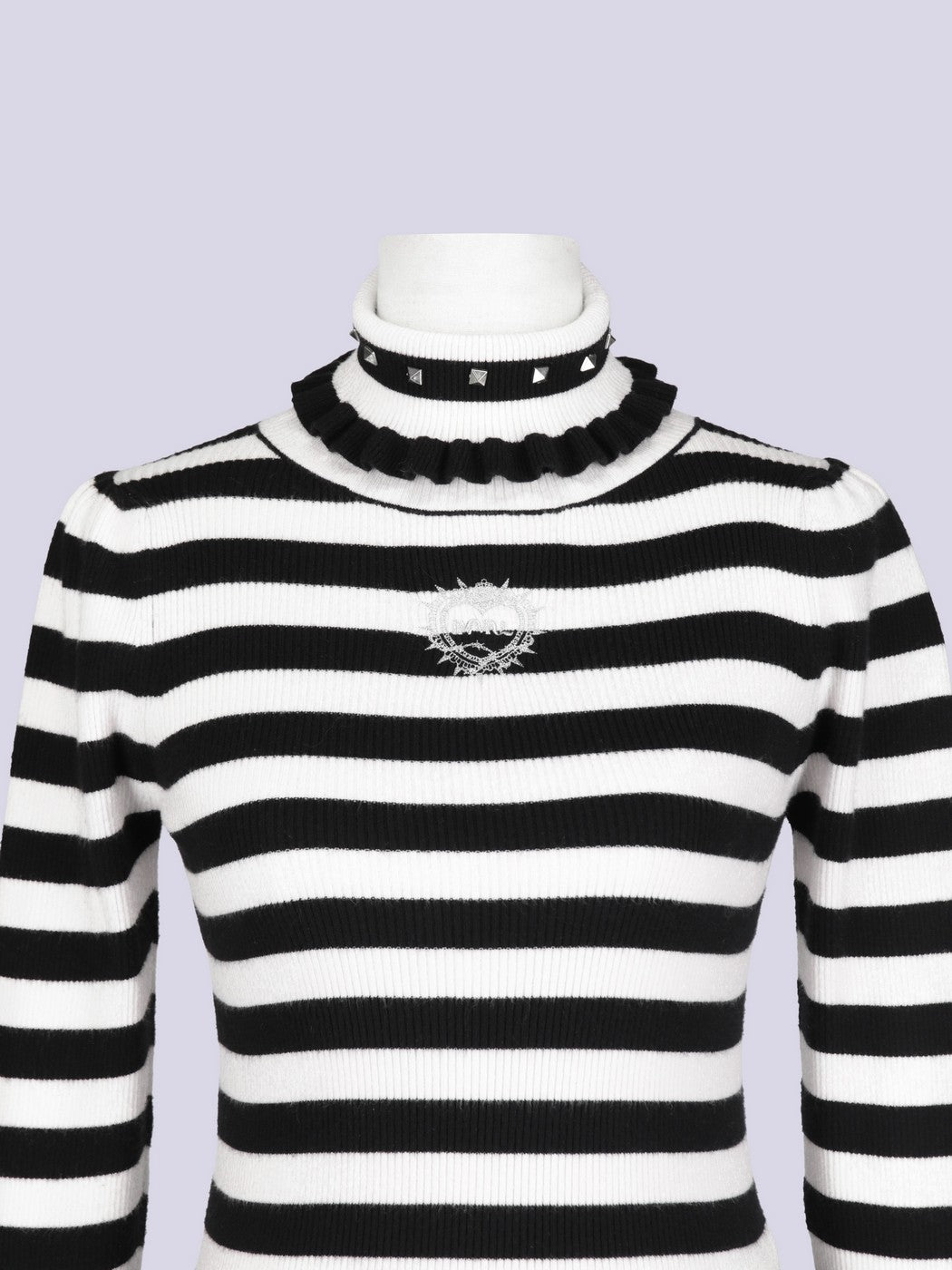 IMVAL / Ruffled High Neck Top［BKWH］