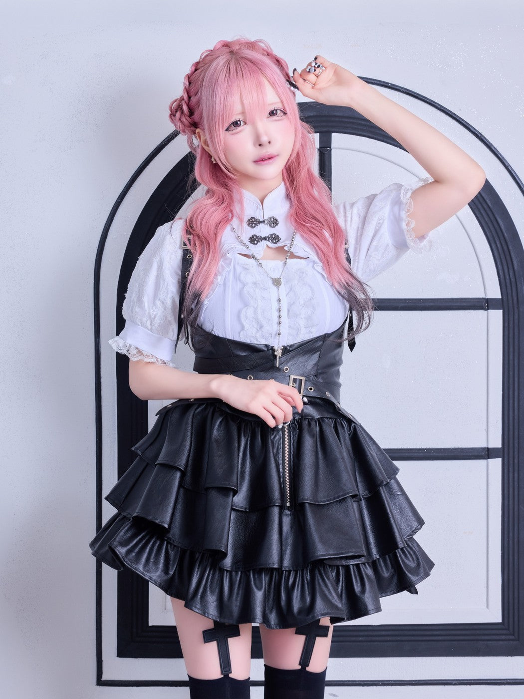 IMVAL / Mandarin Collar Frill Blouse - WHT