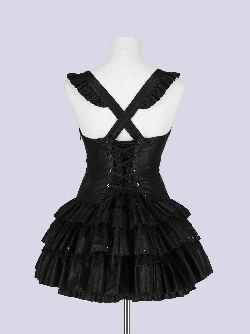 あ*様 IMVAL / Frill Heart Dress [BLK] QOOZ IMVAL / Heart Apron Dress - PU