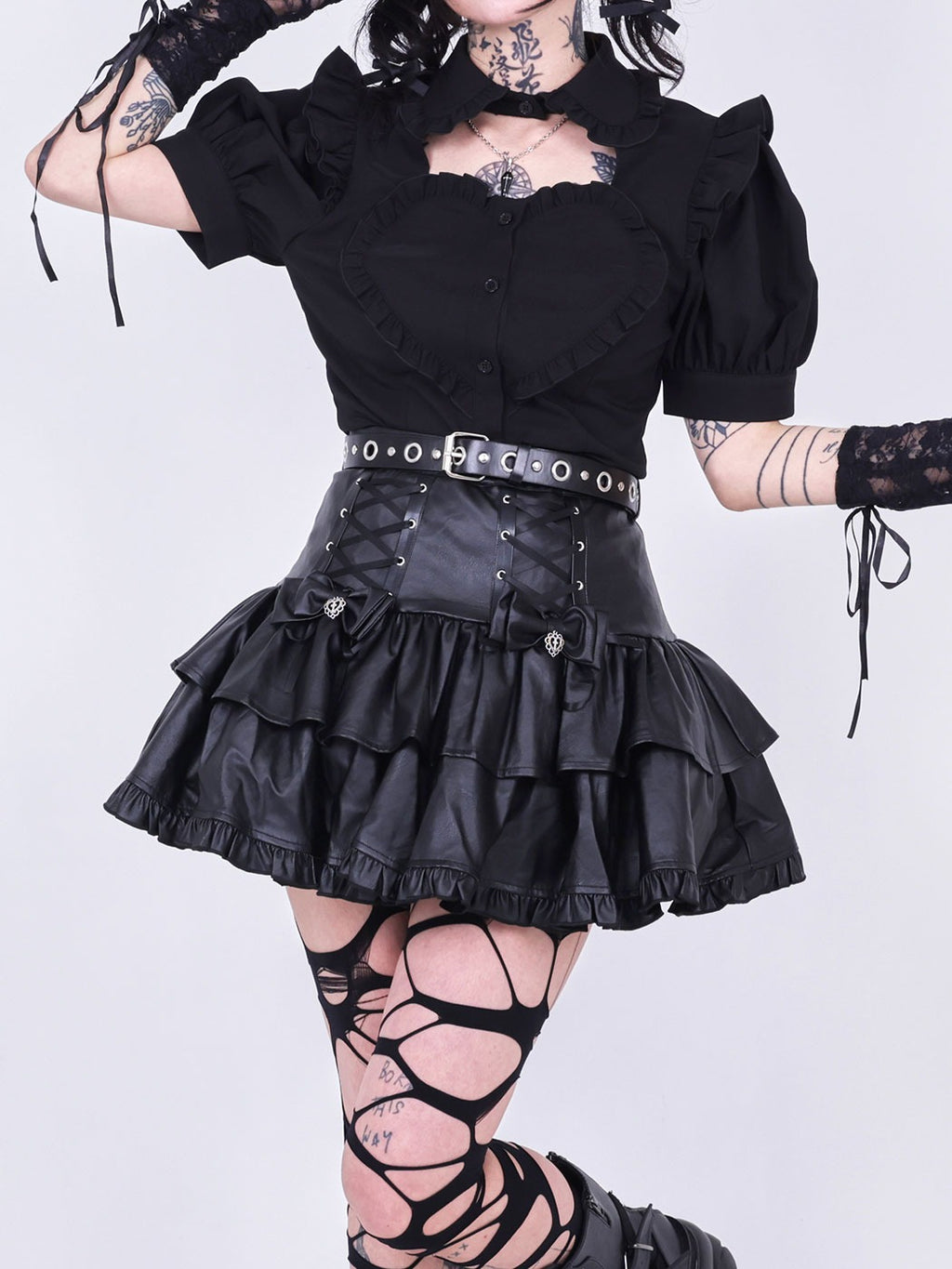 IMVAL / Heart Short Sleeve Shirt［BLK］