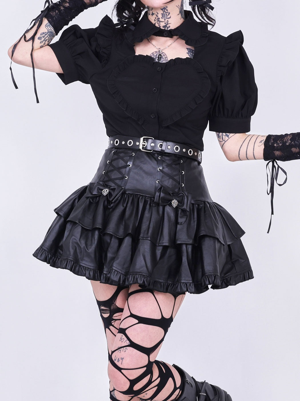 IMVAL / Heart Short Sleeve Shirt［BLK］