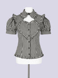 IMVAL / Heart Short Sleeve Shirt - STRIPE