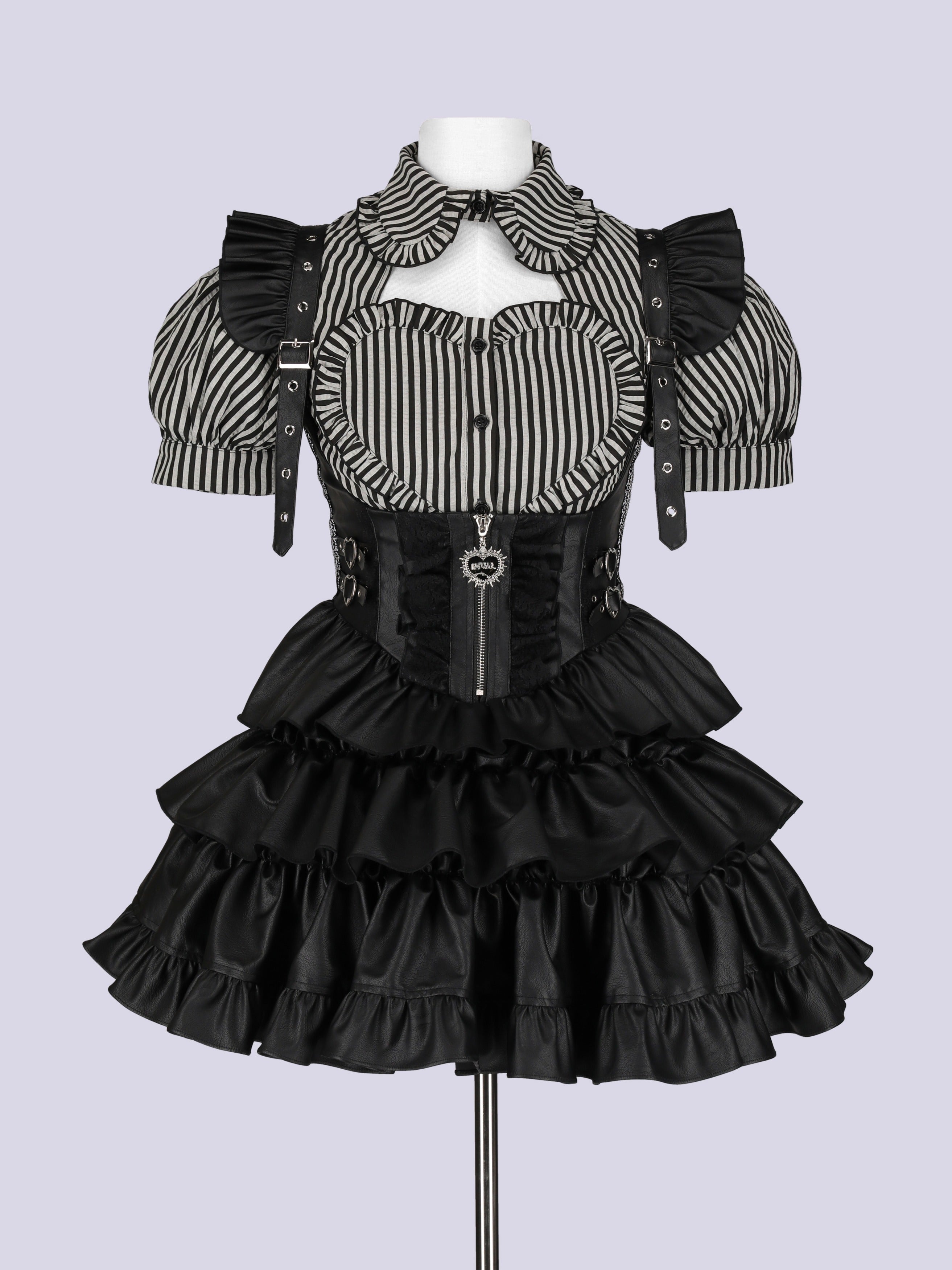 IMVAL / Heart Short Sleeve Shirt - STRIPE