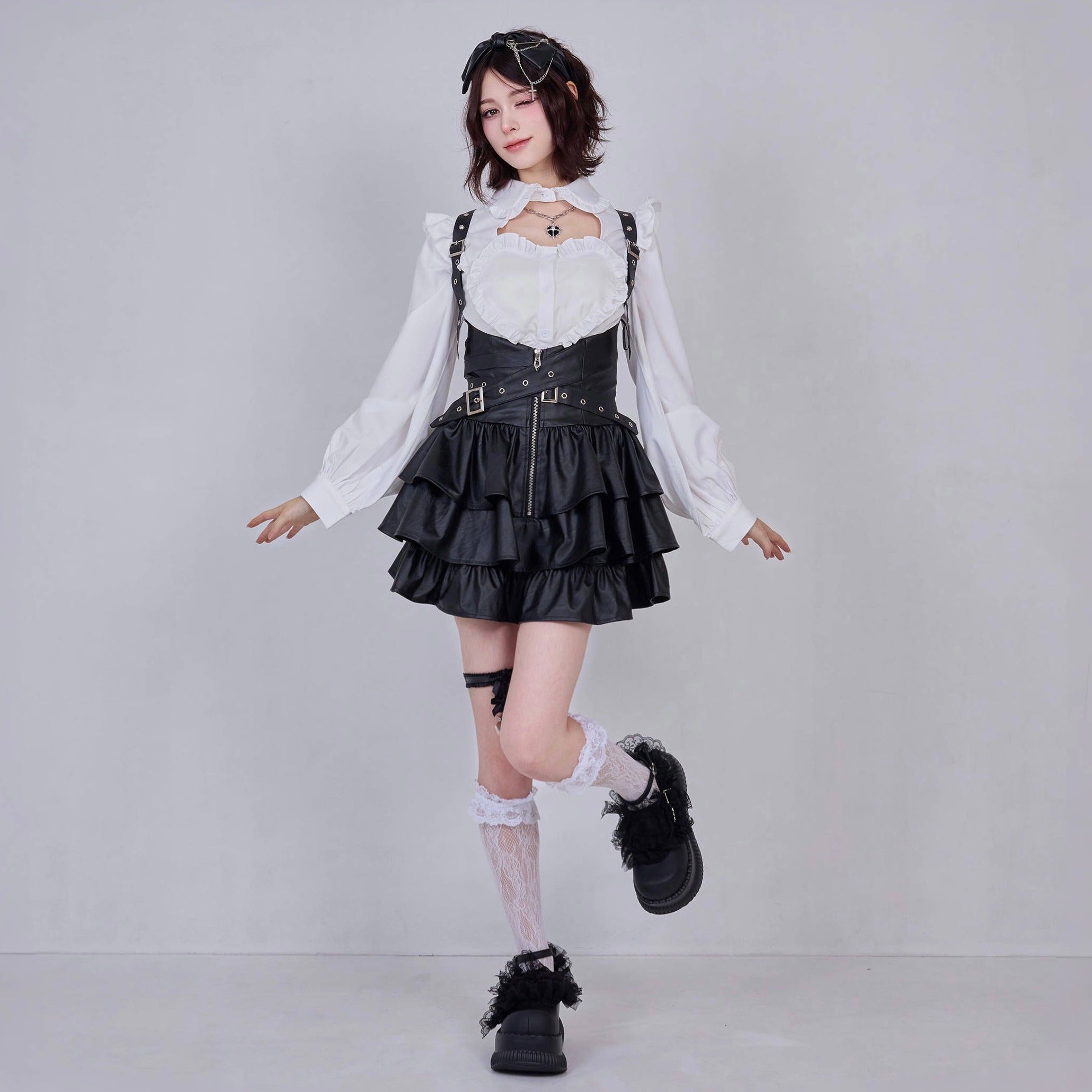 IMVAL / Frill Leather Dress - BLK