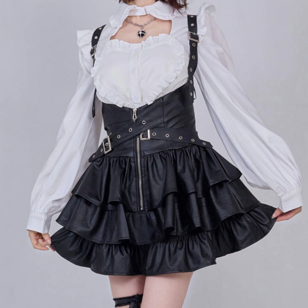 IMVAL / Frill Leather Dress [BLK]