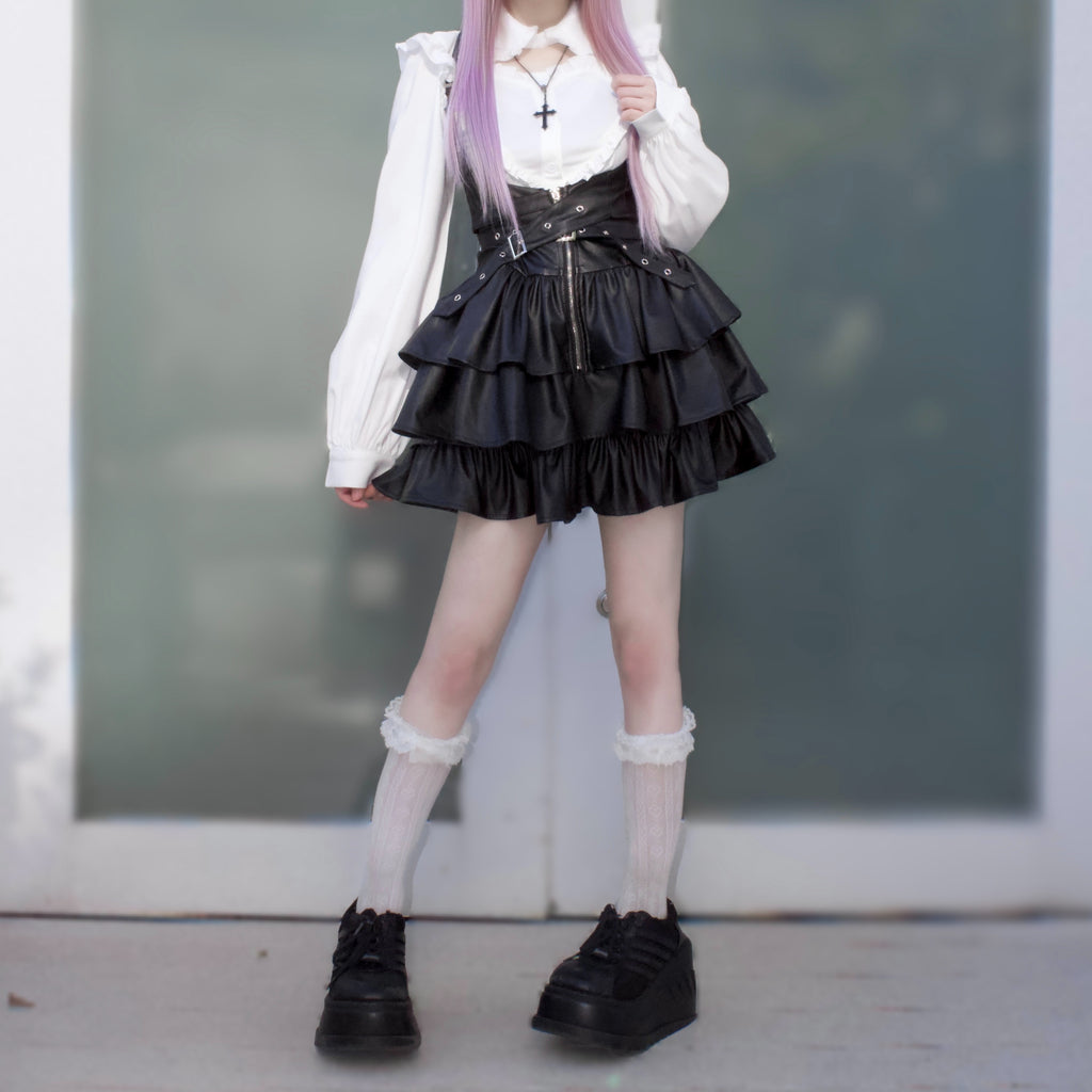 IMVAL / Frill Leather Dress [BLK]