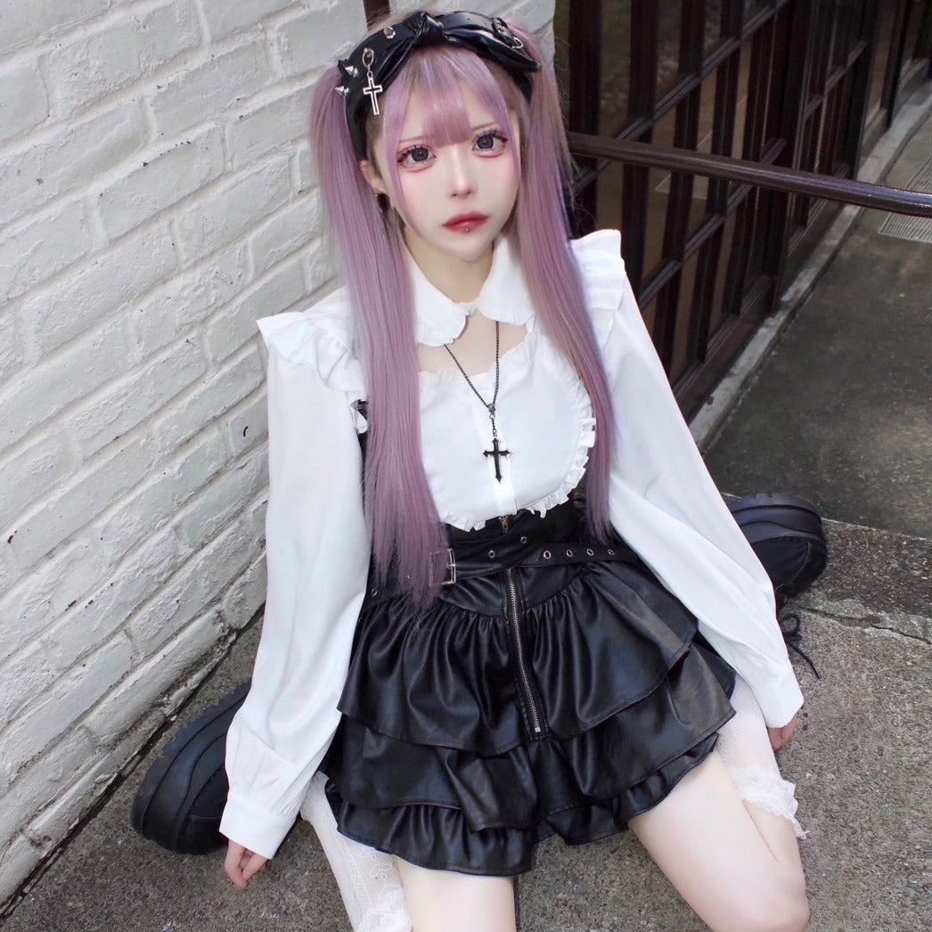 IMVAL / Frill Leather Dress [BLK]