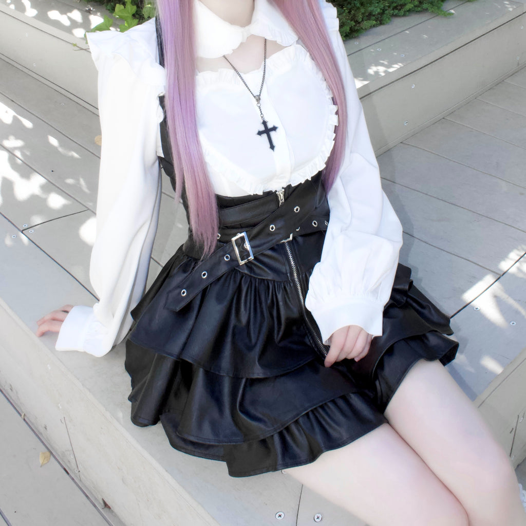 IMVAL / Frill Leather Dress [BLK]