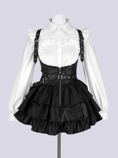 IMVAL / Frill Leather Dress - BLK