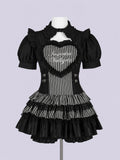 IMVAL / Heart Apron Dress - STRIPE