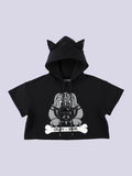 IMVAL×GALFY / Cat Ear Cropped Hoodie-BLK