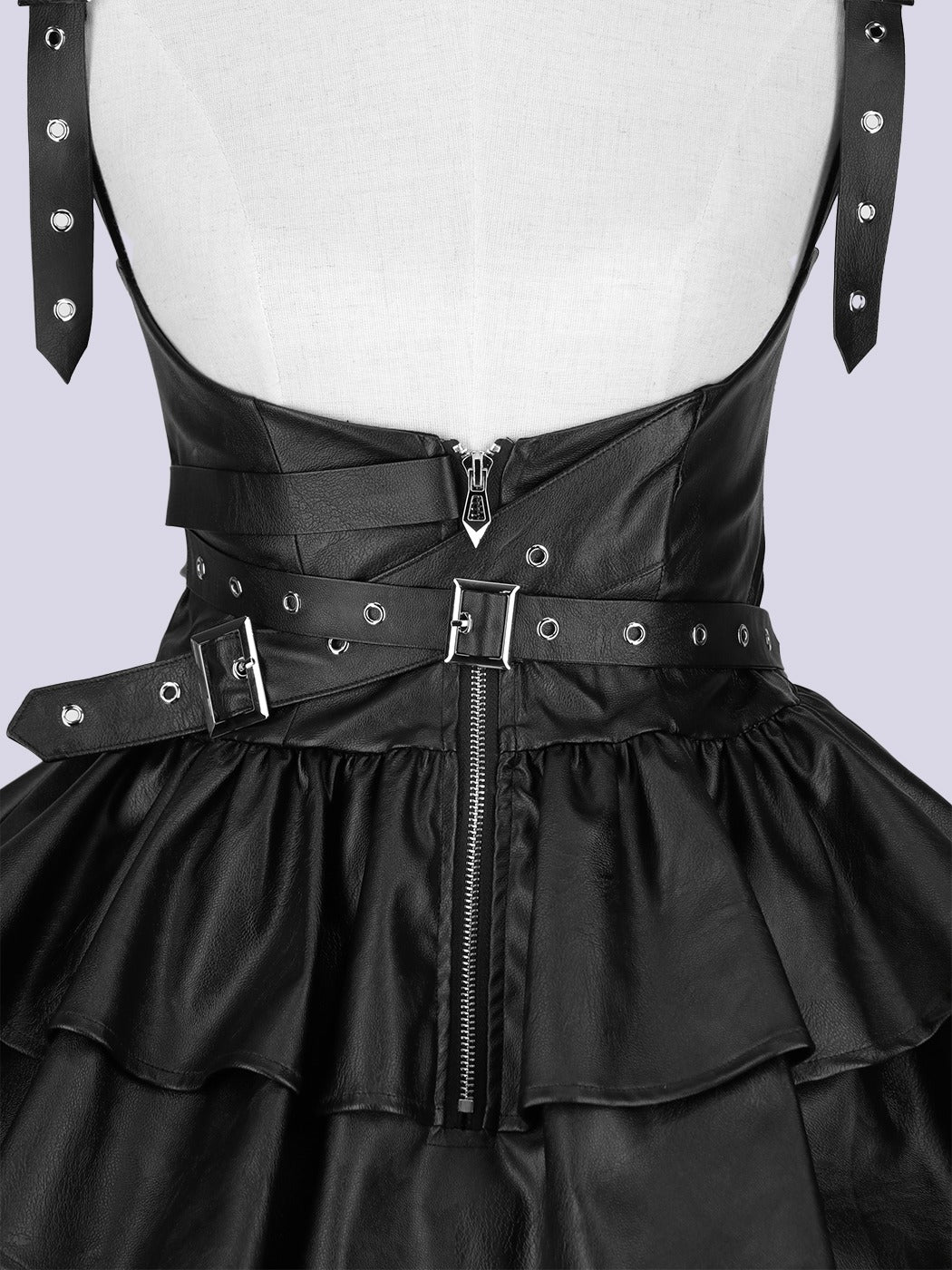 IMVAL / Frill Leather Dress [BLK]