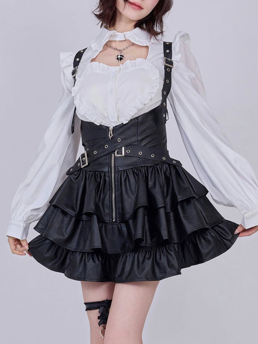 IMVAL / Frill Leather Dress [BLK]