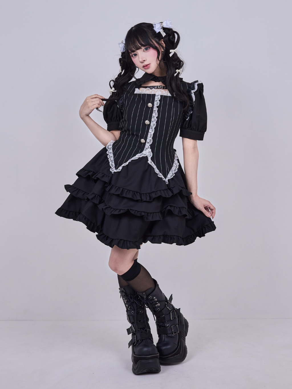 IMVAL / Layered Vest Dress - BLK
