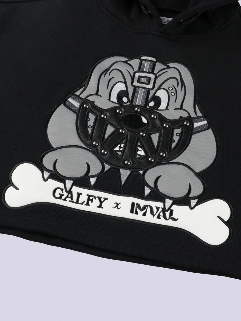 IMVAL×GALFY / Cat Ear Cropped Hoodie-BLK