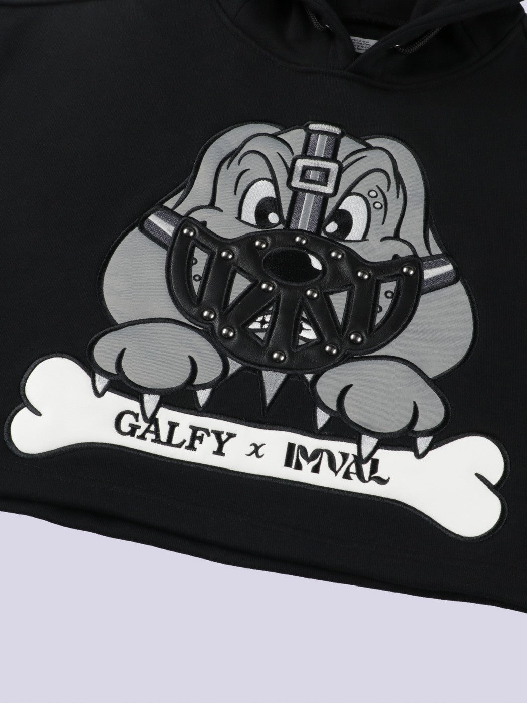 IMVAL×GALFY / Cat Ear Cropped Hoodie-BLK