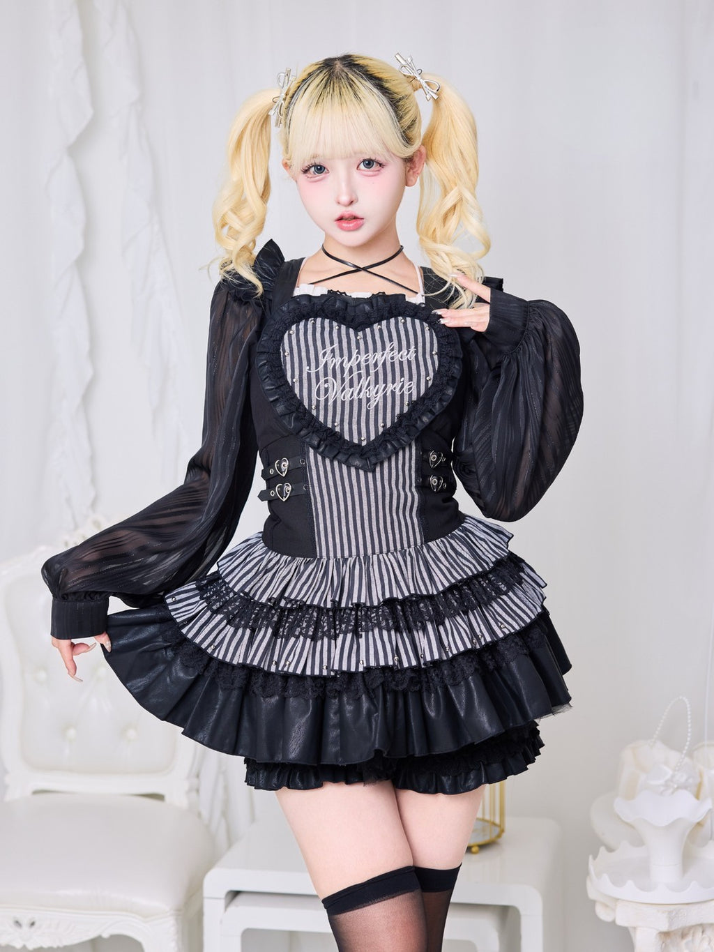 IMVAL / Heart Apron Dress - STRIPE