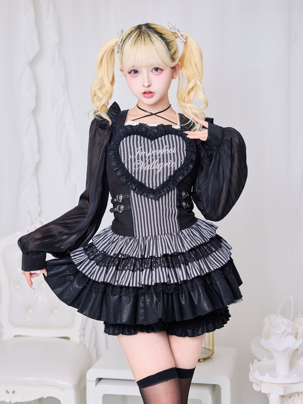 IMVAL / Heart Apron Dress - STRIPE