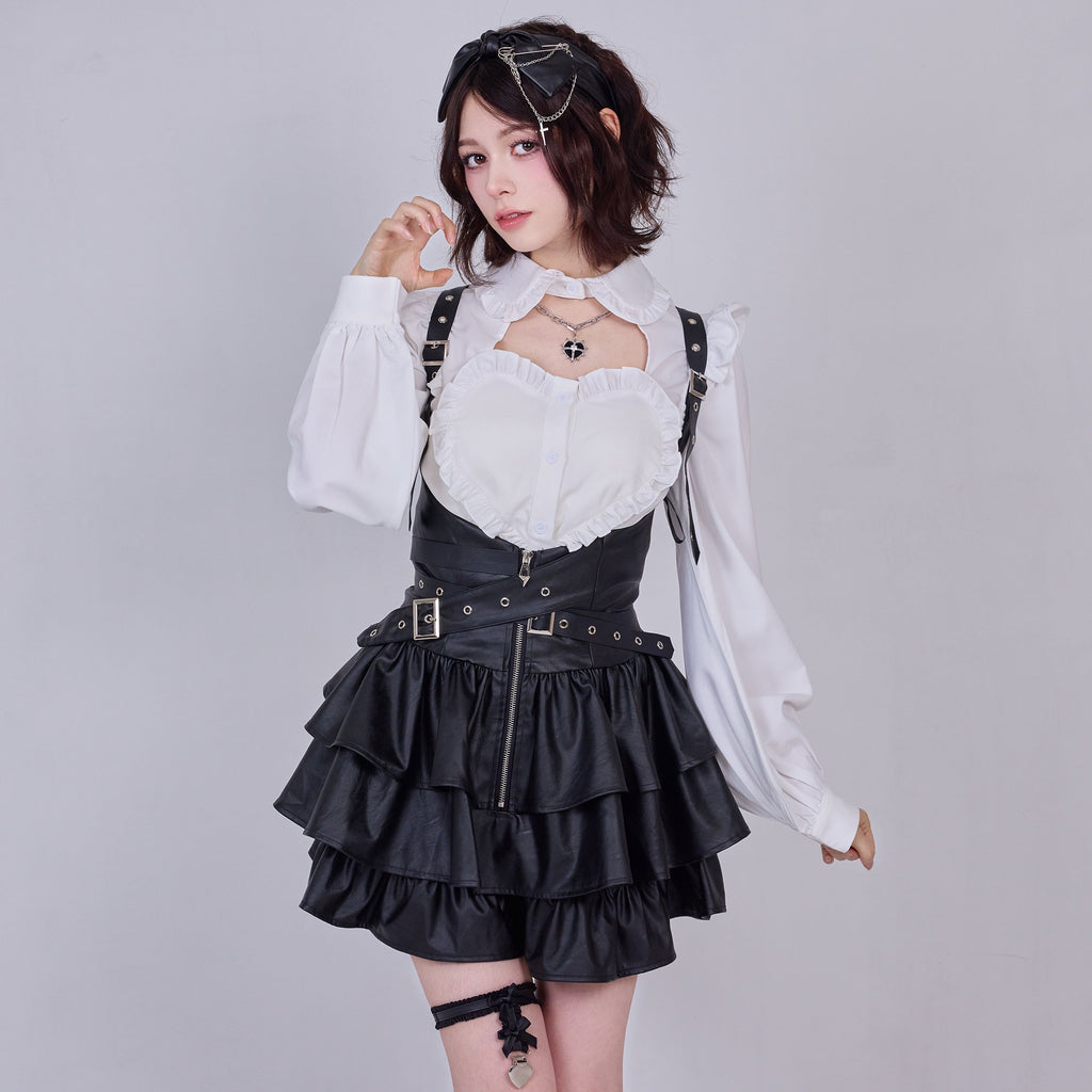 IMVAL / Frill Leather Dress [BLK]