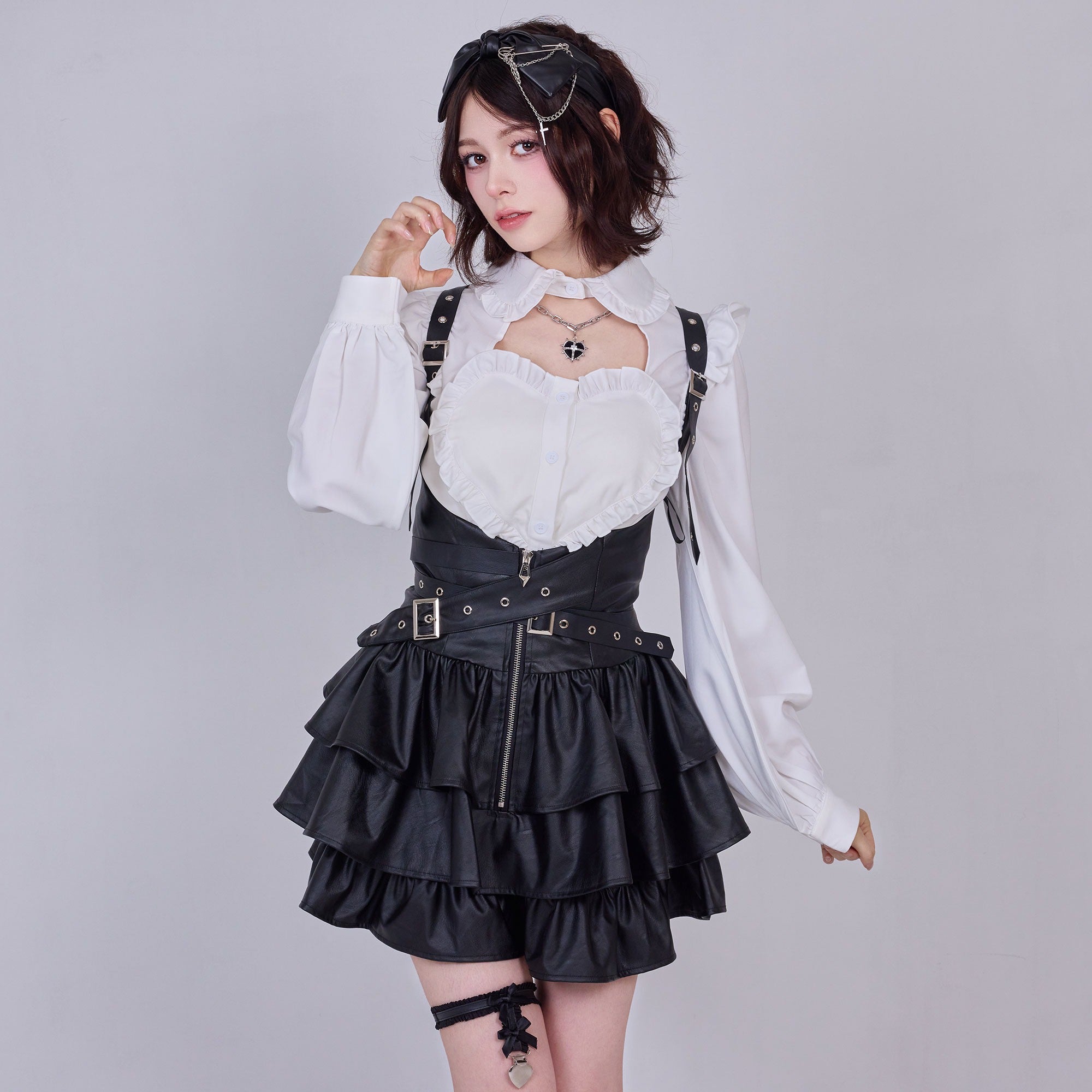 IMVAL / Frill Leather Dress - BLK