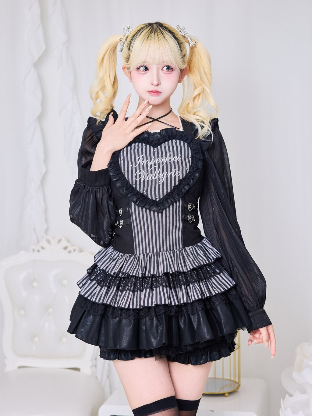 IMVAL / Heart Apron Dress - STRIPE