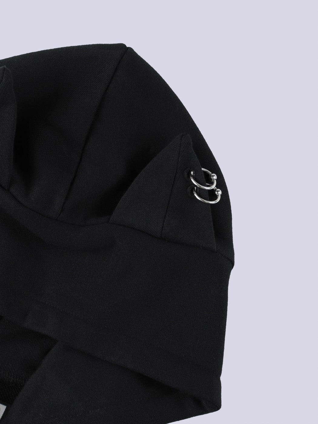 IMVAL×GALFY / Cat Ear Cropped Hoodie-BLK