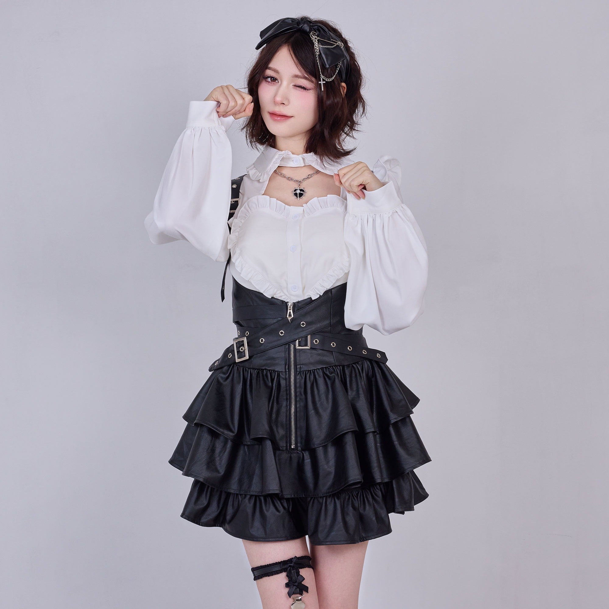 IMVAL / Frill Leather Dress - BLK
