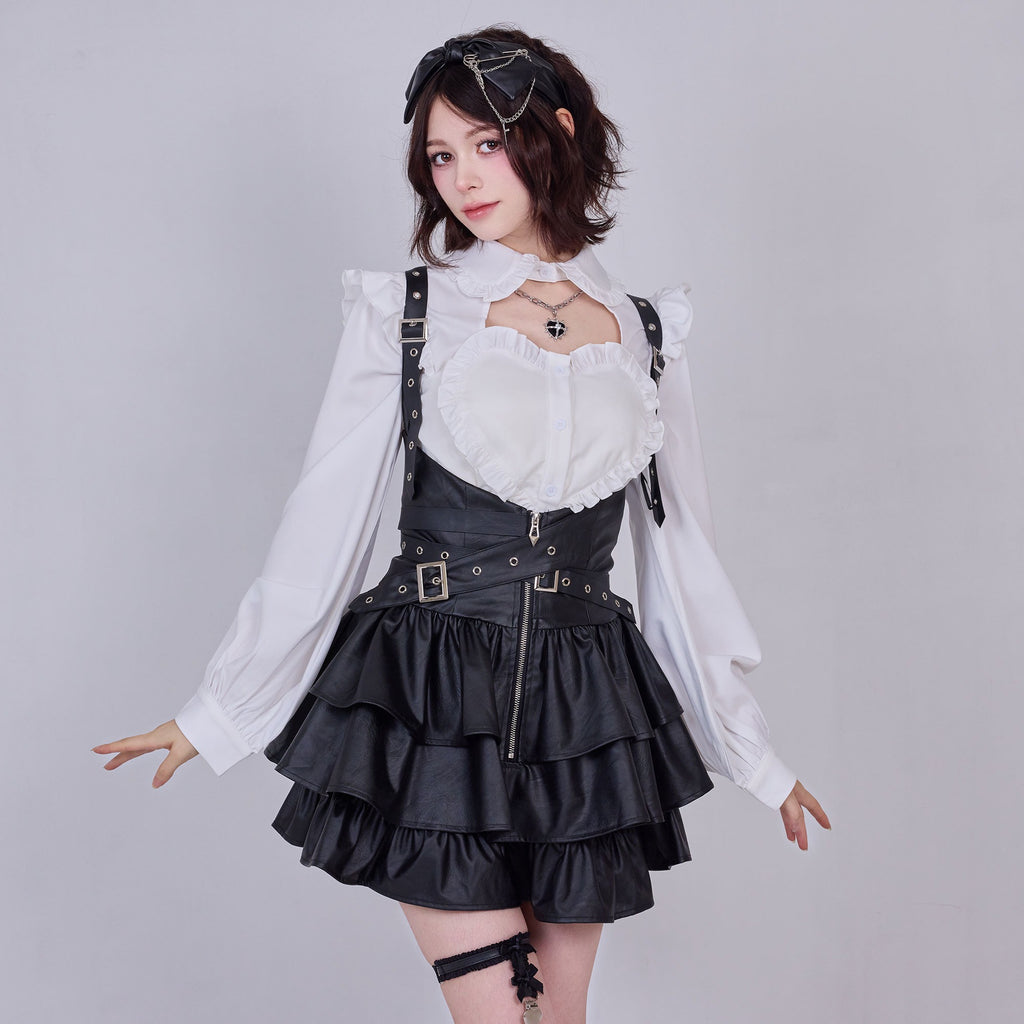 IMVAL / Frill Leather Dress [BLK]