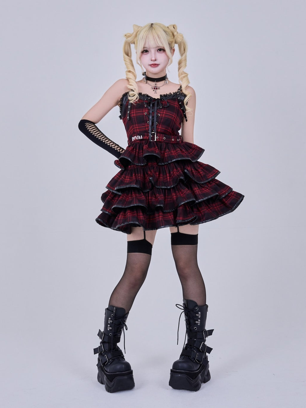 IMVAL / Check Layered Dress［RED］