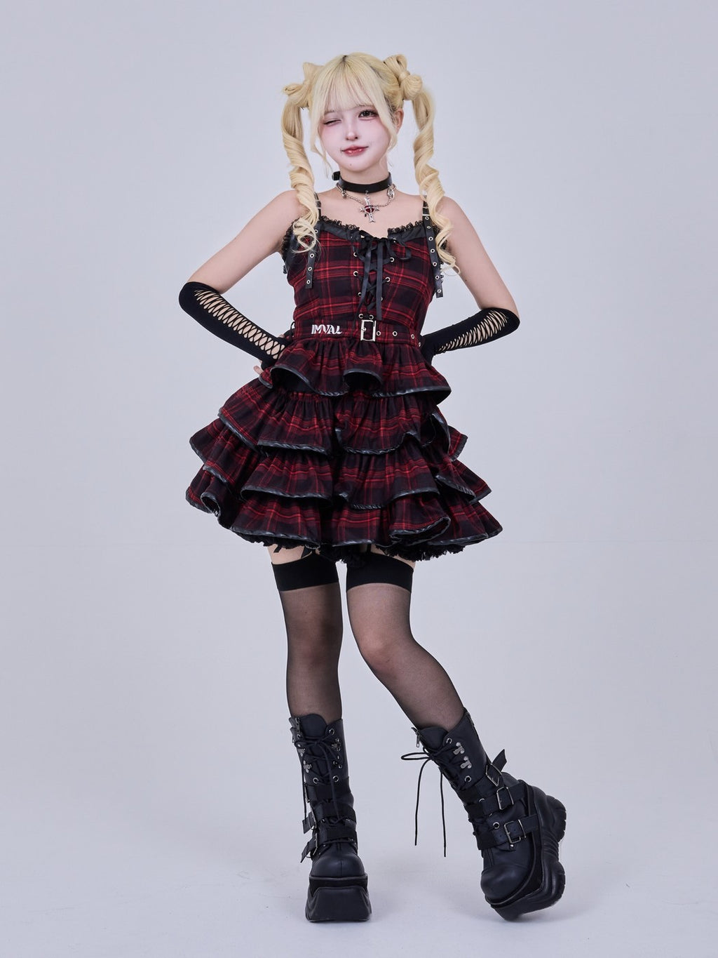 IMVAL / Check Layered Dress［RED］