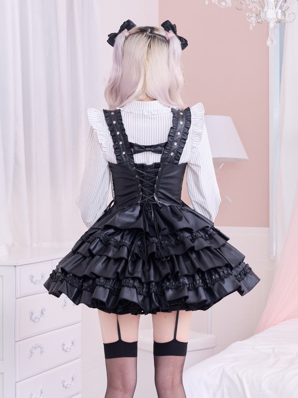 IMVAL / Heart Bib Blouse - STRIPE
