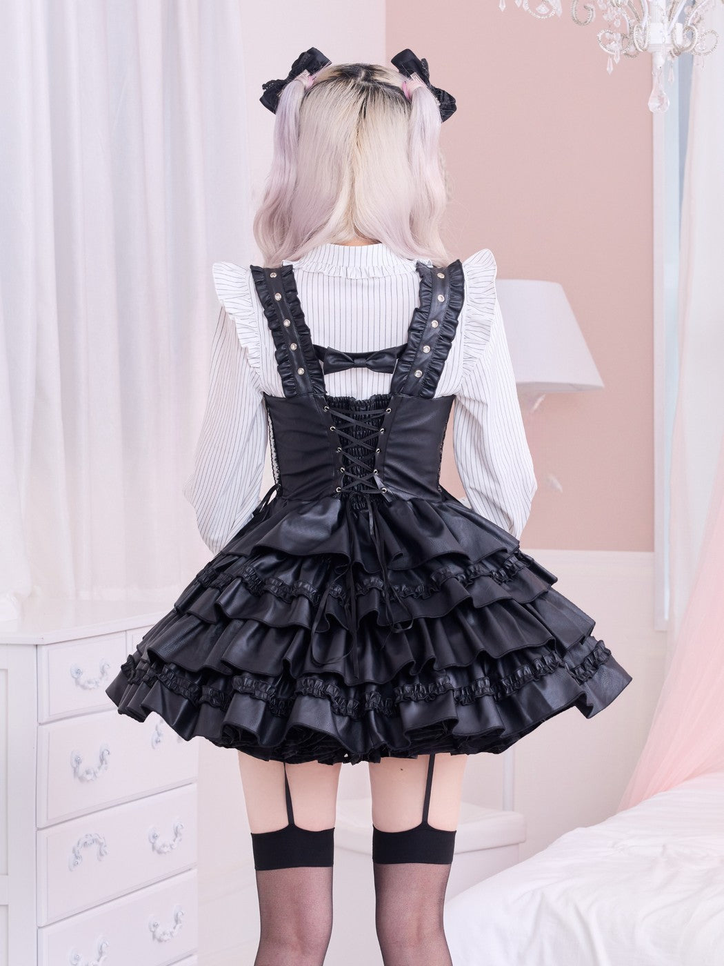 IMVAL / Heart Bib Blouse - STRIPE