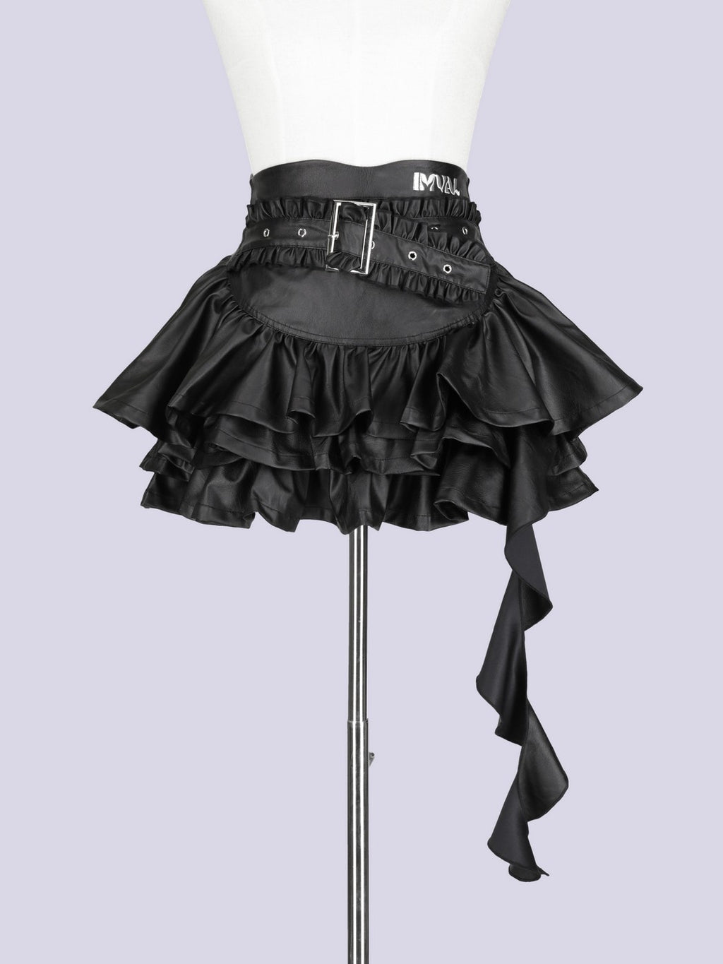 IMVAL / Layered Ruffle Belted Skirt [PU]