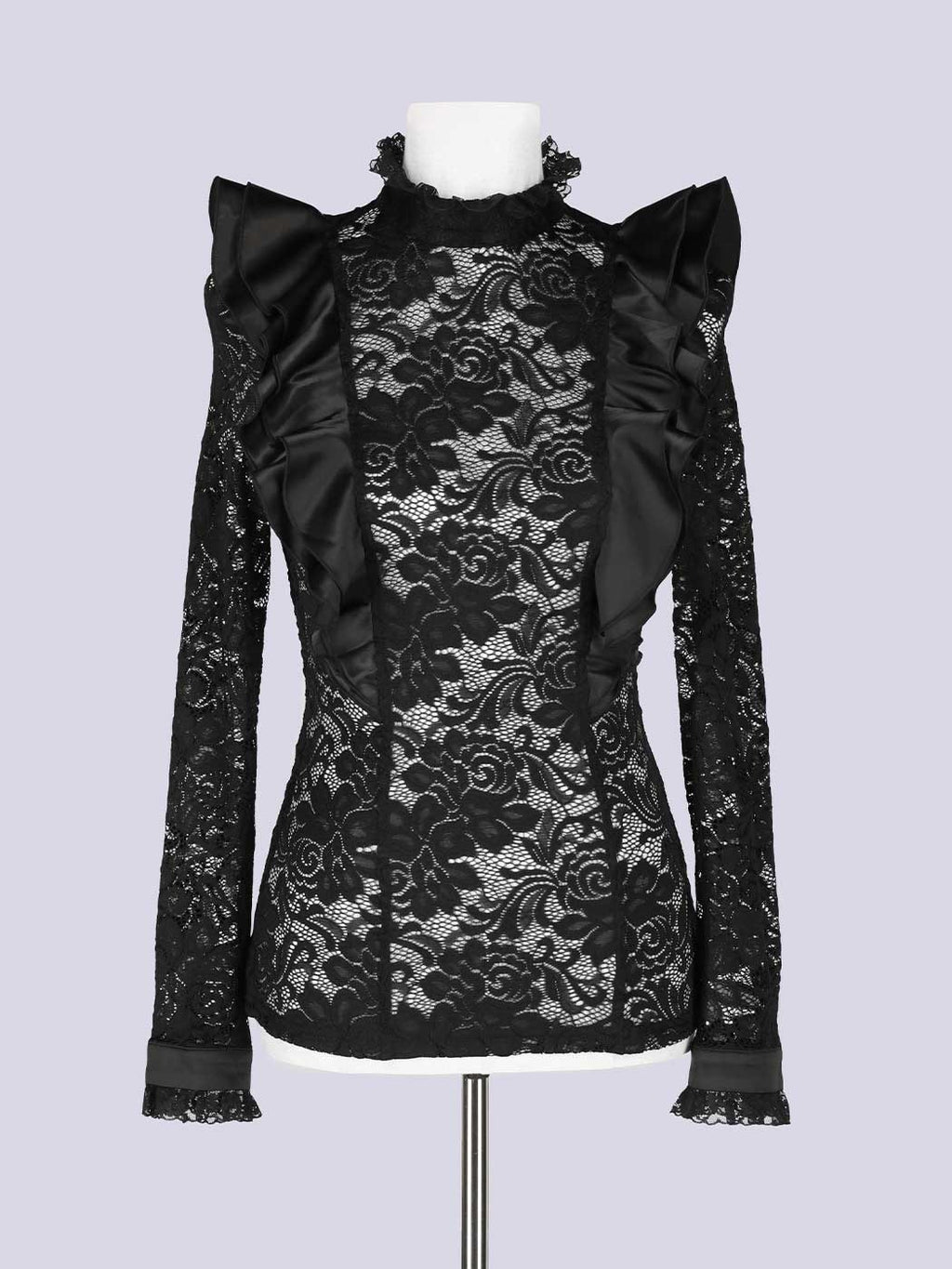 IMVAL / Highneck Lace Blouse [BLK]
