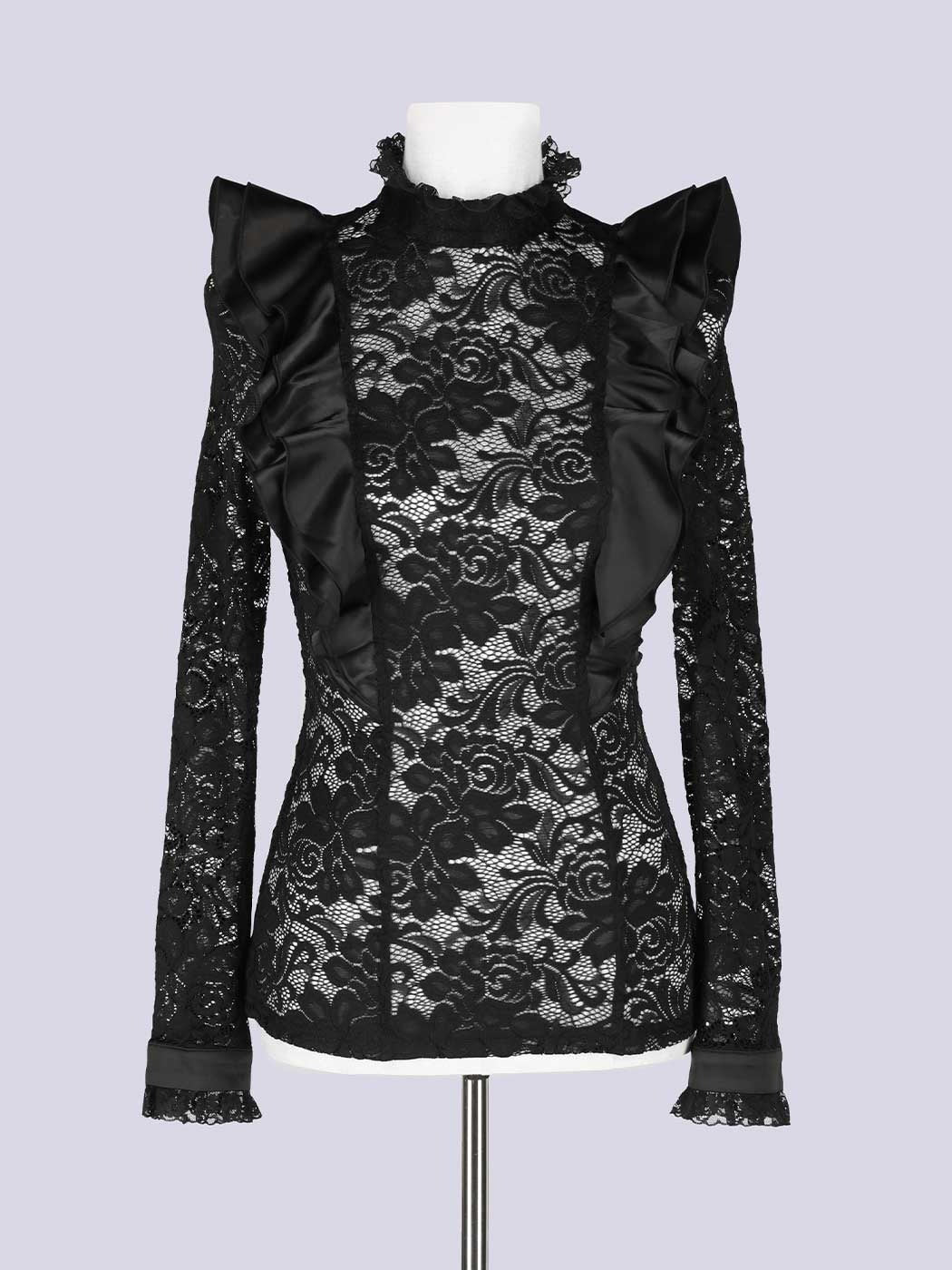 IMVAL / Highneck Lace Blouse [BLK]
