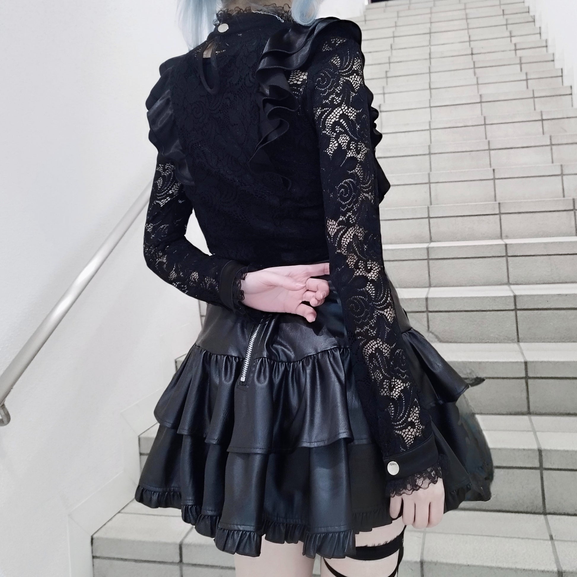 IMVAL / Highneck Lace Blouse [BLK]