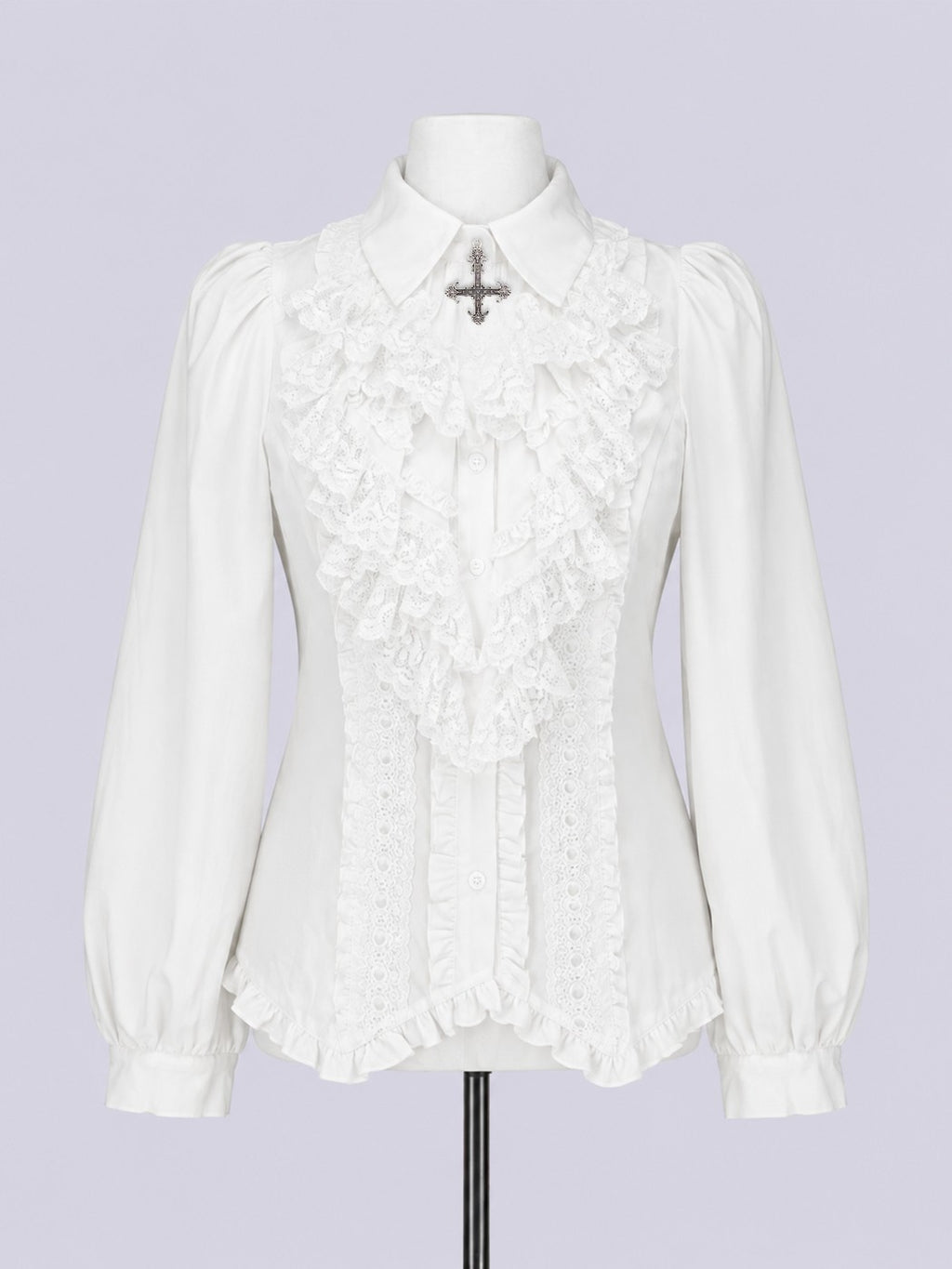 IMVAL / Classical Cross Jabot Blouse - WHT