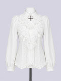 IMVAL / Classical Cross Jabot Blouse - WHT