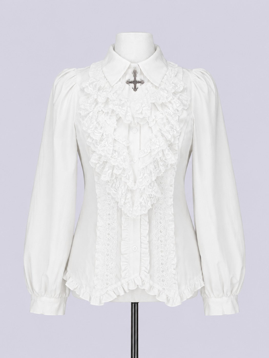 IMVAL / Classical Cross Jabot Blouse - WHT
