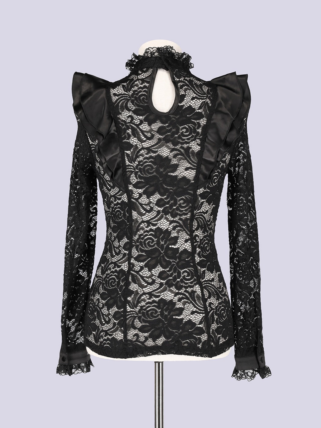 IMVAL / Highneck Lace Blouse [BLK]