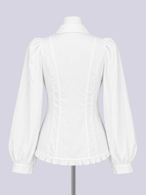 IMVAL / Classical Cross Jabot Blouse - WHT