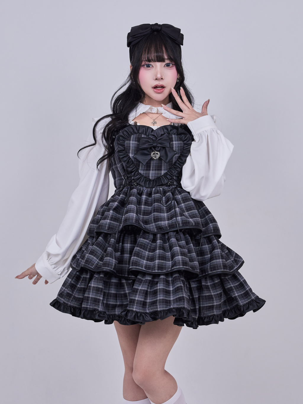 IMVAL / Frill Heart Dress - GRY