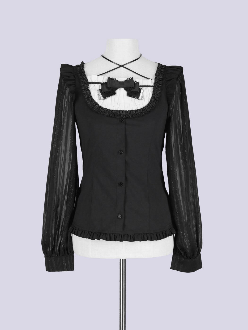 IMVAL / Dark Sheer Ribbon Blouse