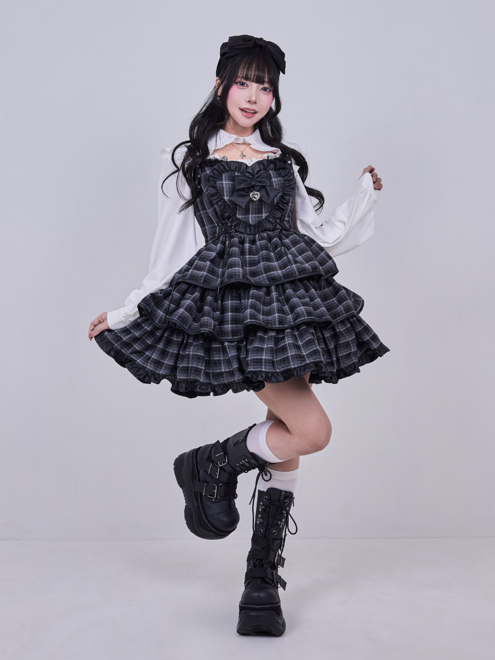 IMVAL / Frill Heart Dress - GRY