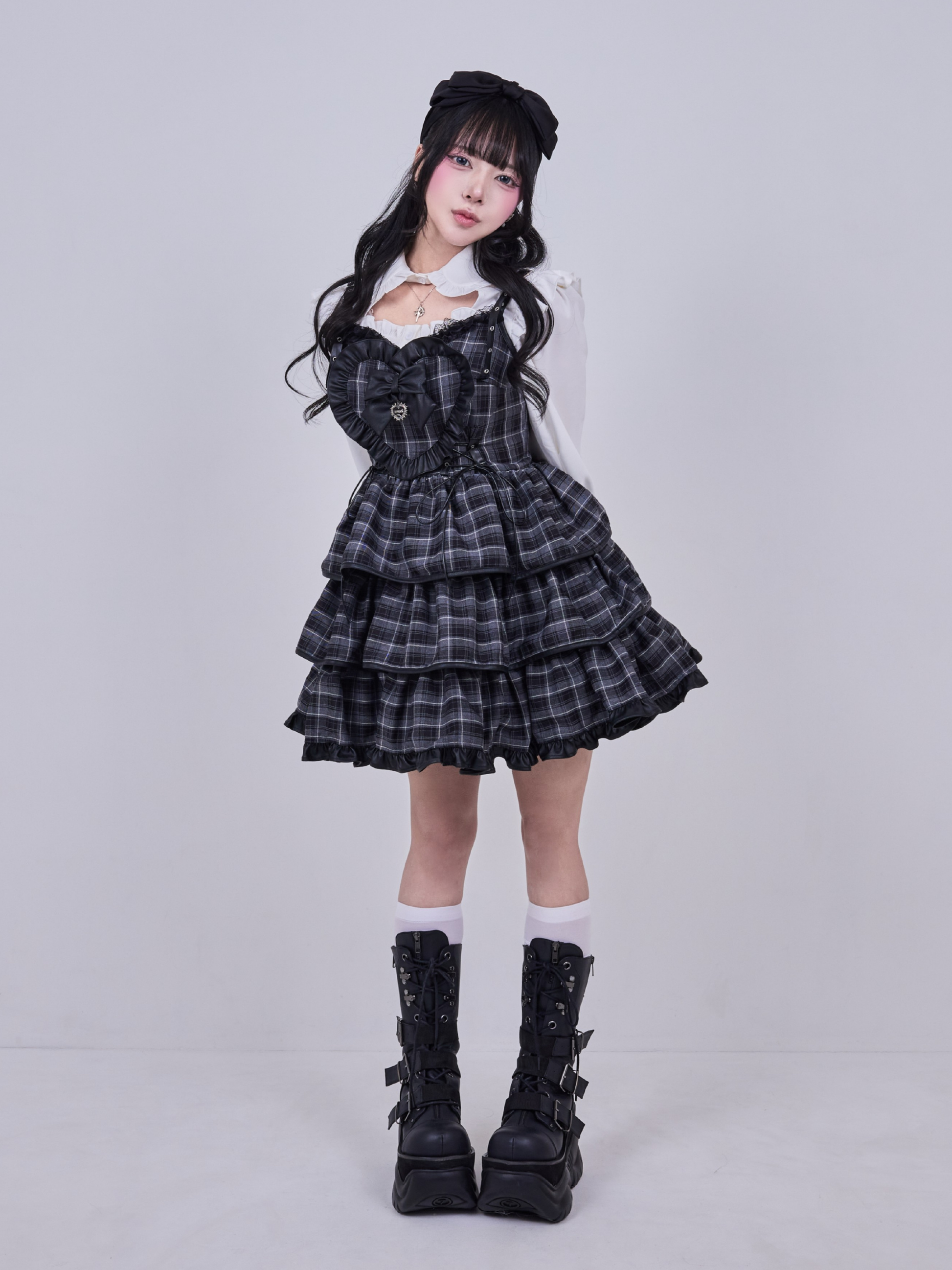 IMVAL / Frill Heart Dress - GRY
